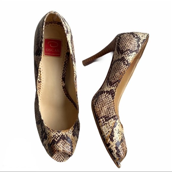 Oscar de la Renta Shoes - Oscar de la Renta Open Toes Snakeskin Heels Shoes